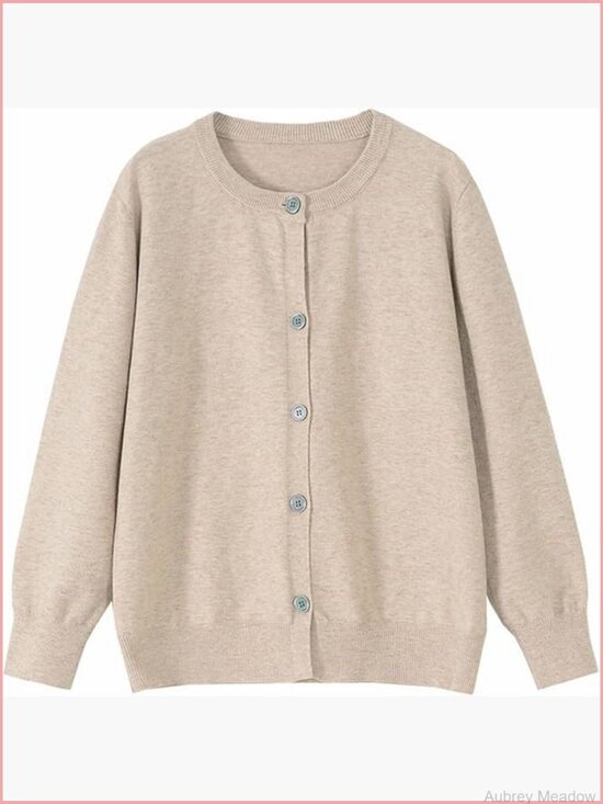 Sweaters - Women's Long Sleeve Crewneck Cardigan Open Front Knit